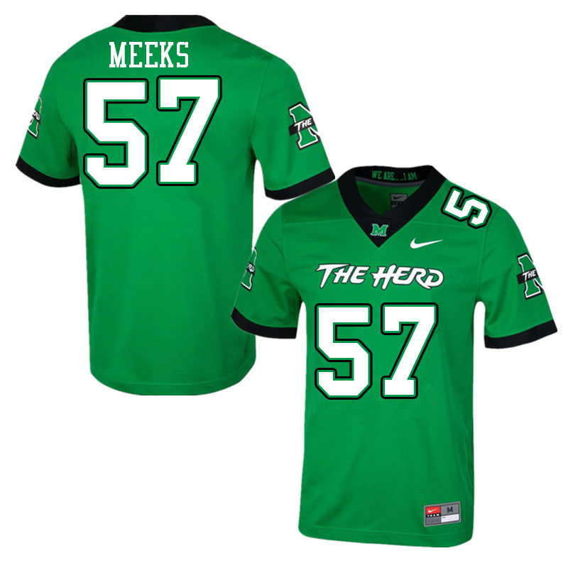Men #57 Eric Meeks Marshall Thundering Herd College Football Jerseys Sale-Green - Click Image to Close